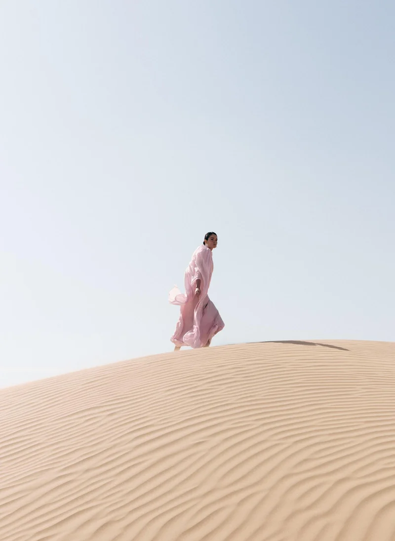 Lichi  Textured maxi dress with asymmetrical draping and cape for Women | Best Price UAE